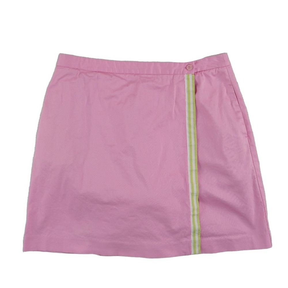 Lilly Pulitzer Skort Women's Size 14 Pink Cotton Blend Wrap Front Striped Preppy